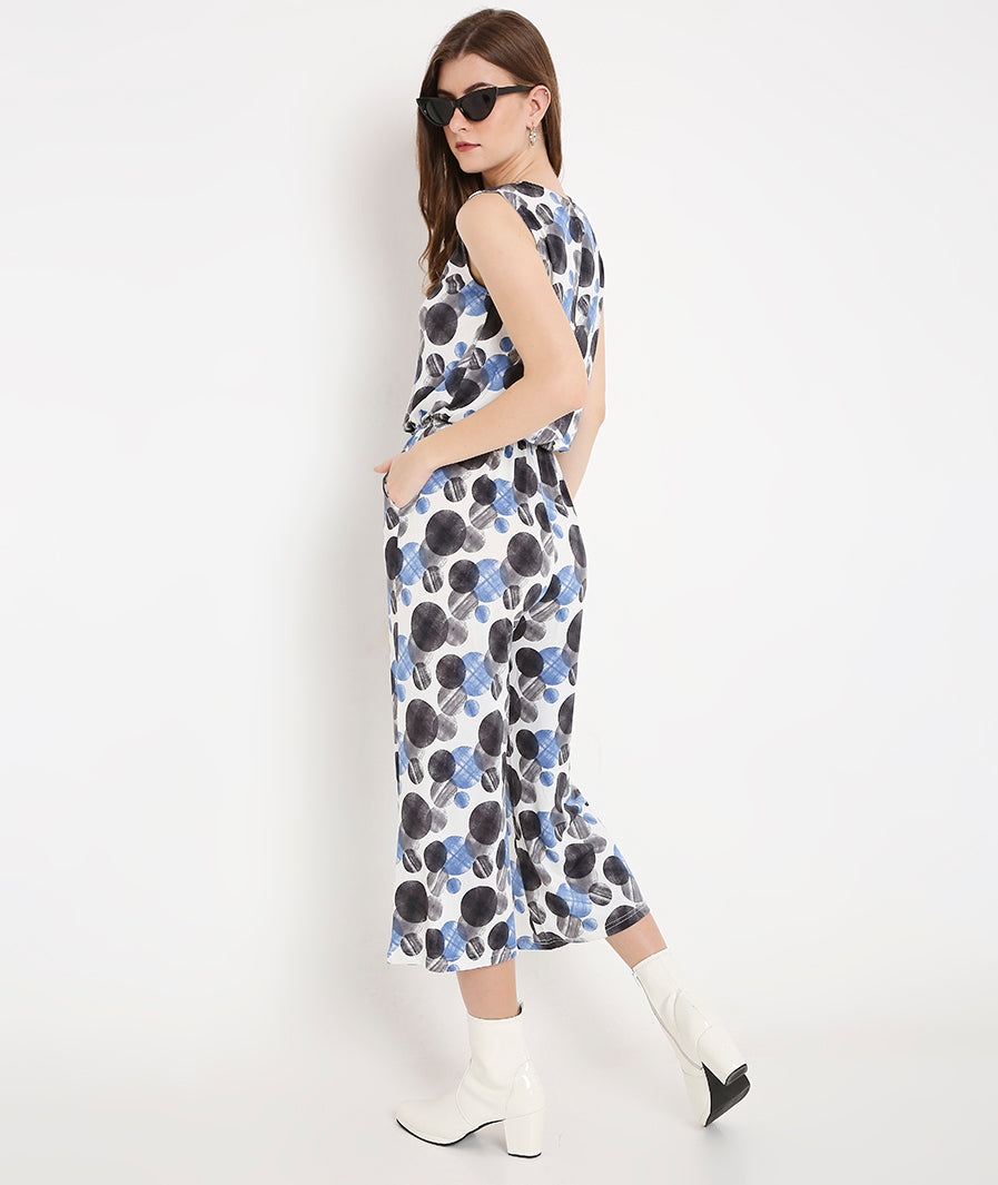 Large Circles Summer Jumpsuit with  Pockets
