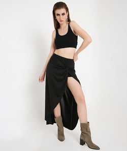 Red Beach Crop Top + Black Dancer Skirt Set