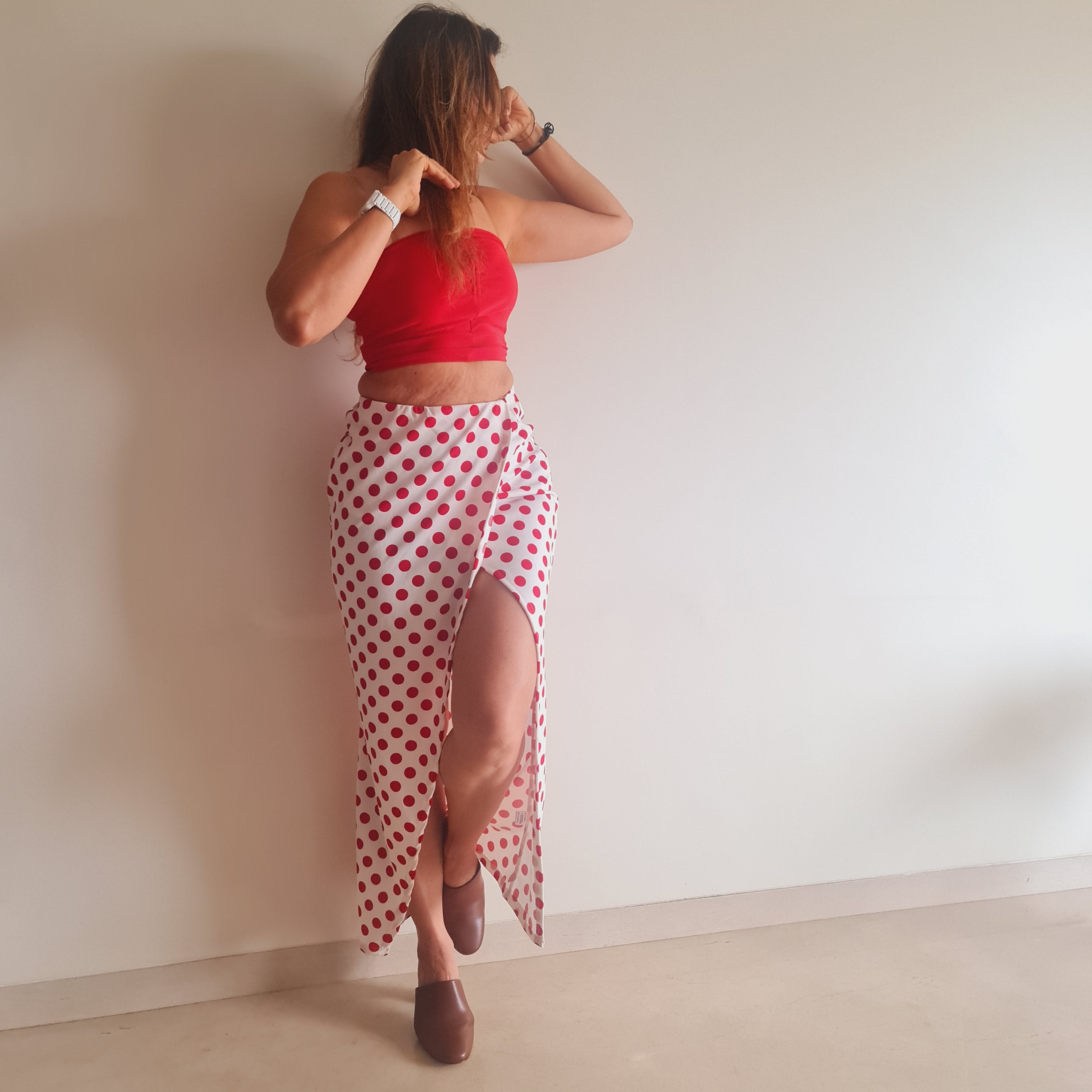 Red Polka Wraparound Skirt