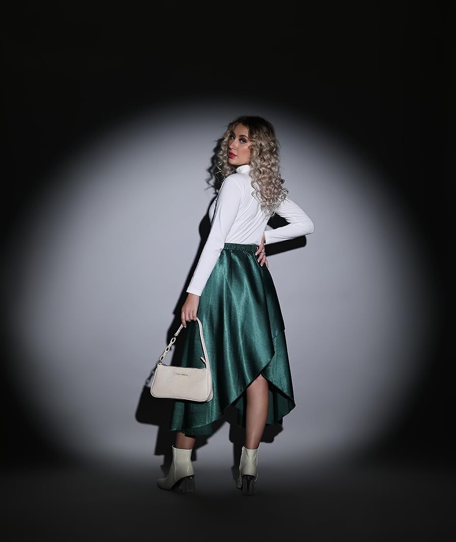 Satin Asymmetrical Midi Skirt