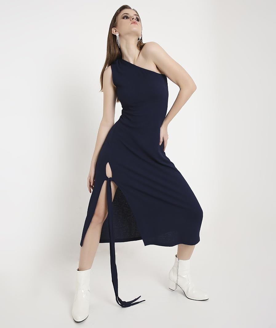 Off-Shoulder Cocktail Dress with Side Sash
