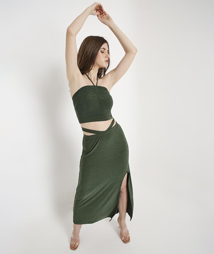 MARCEL & MAE Women's Ruched Halter Neck Crop Top | Sleeveless Stretchy Backless Summer Tank Top | Trendy Party & Casual Wear (US, Alpha, X-Small, Regular, Regular, Blue)