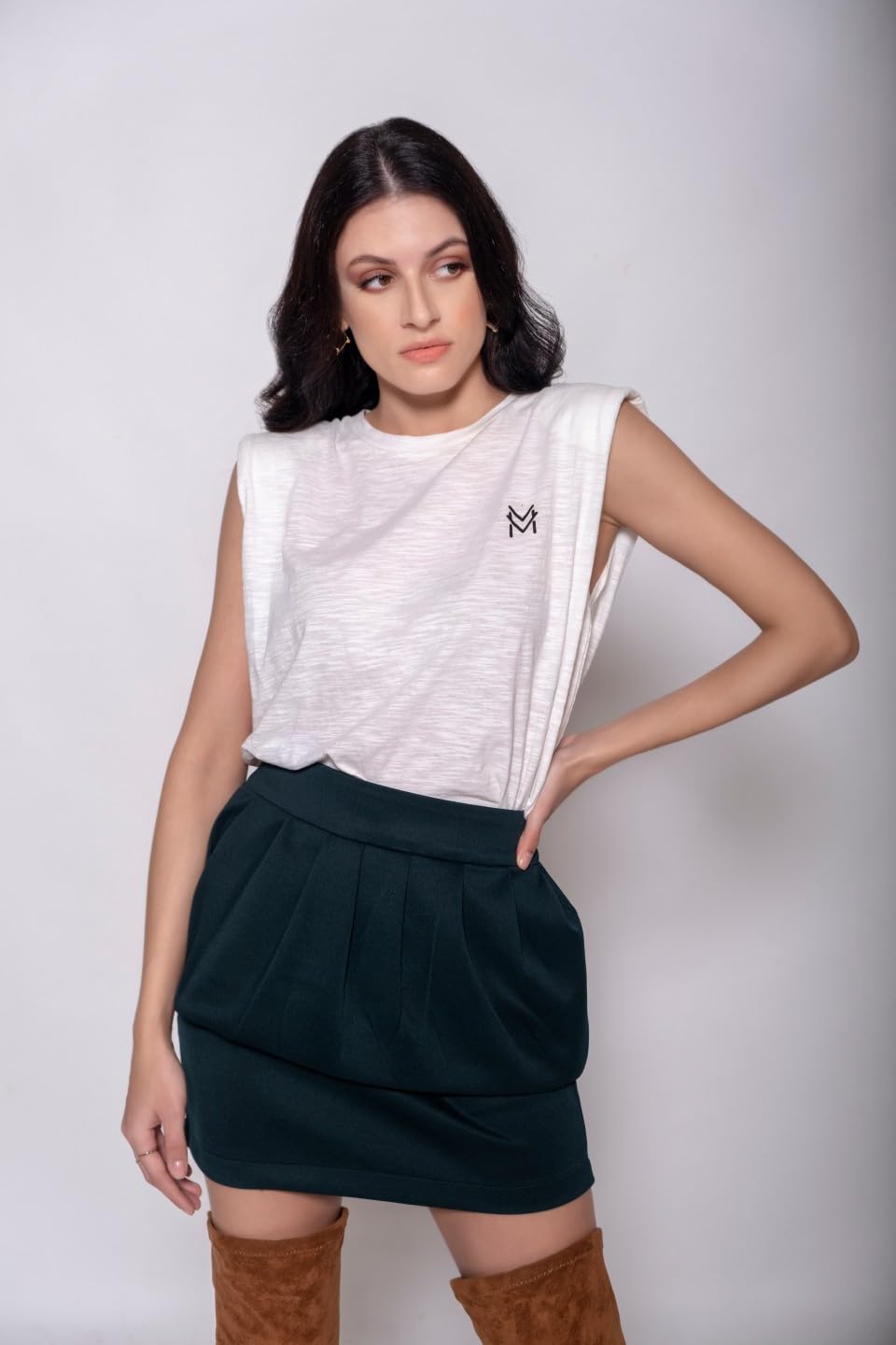 MARCEL & MAE Women's Black Peplum Mini Skirt | High Waisted Bubble Hem Party | Short Skirt for Spring Summer Outfits (US, Alpha, X-Small, Regular, Short, Black)