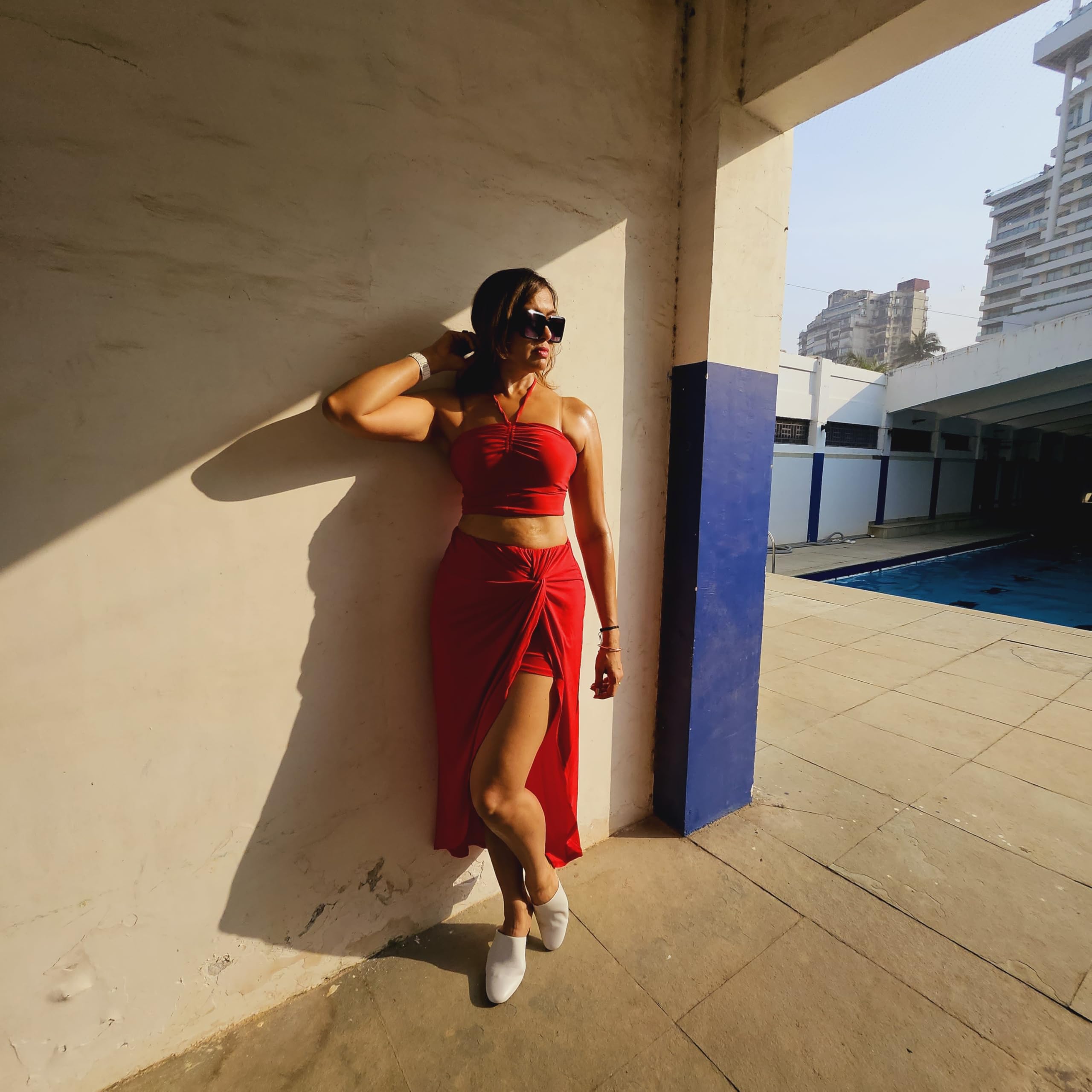 High-Waisted Ruched Wrap Skirt