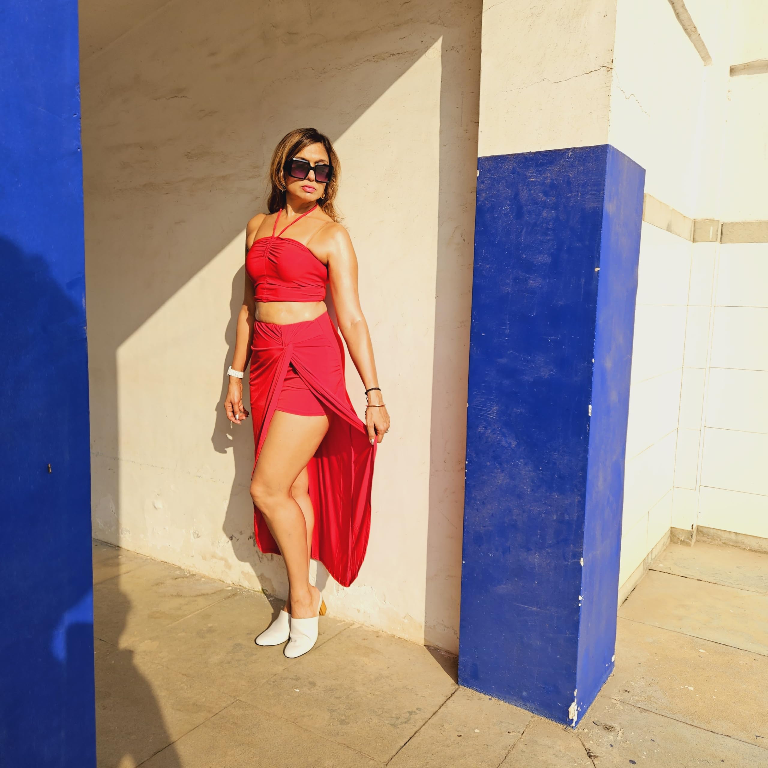 High-Waisted Ruched Wrap Skirt