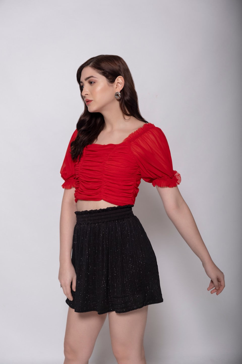 Red Net Crop Top
