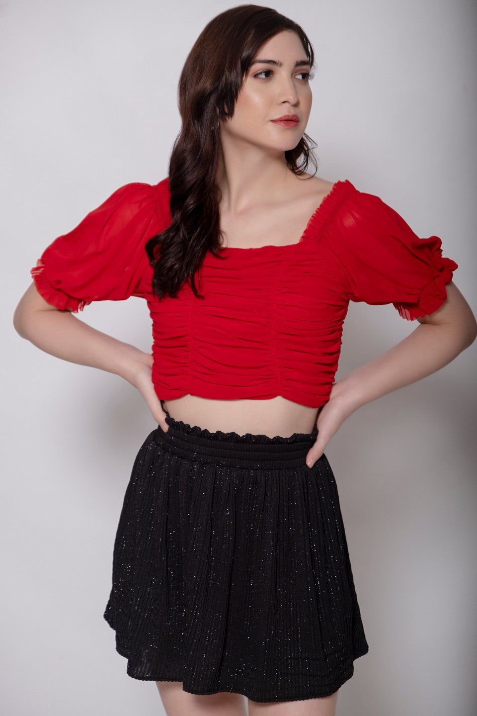 Red Net Crop Top