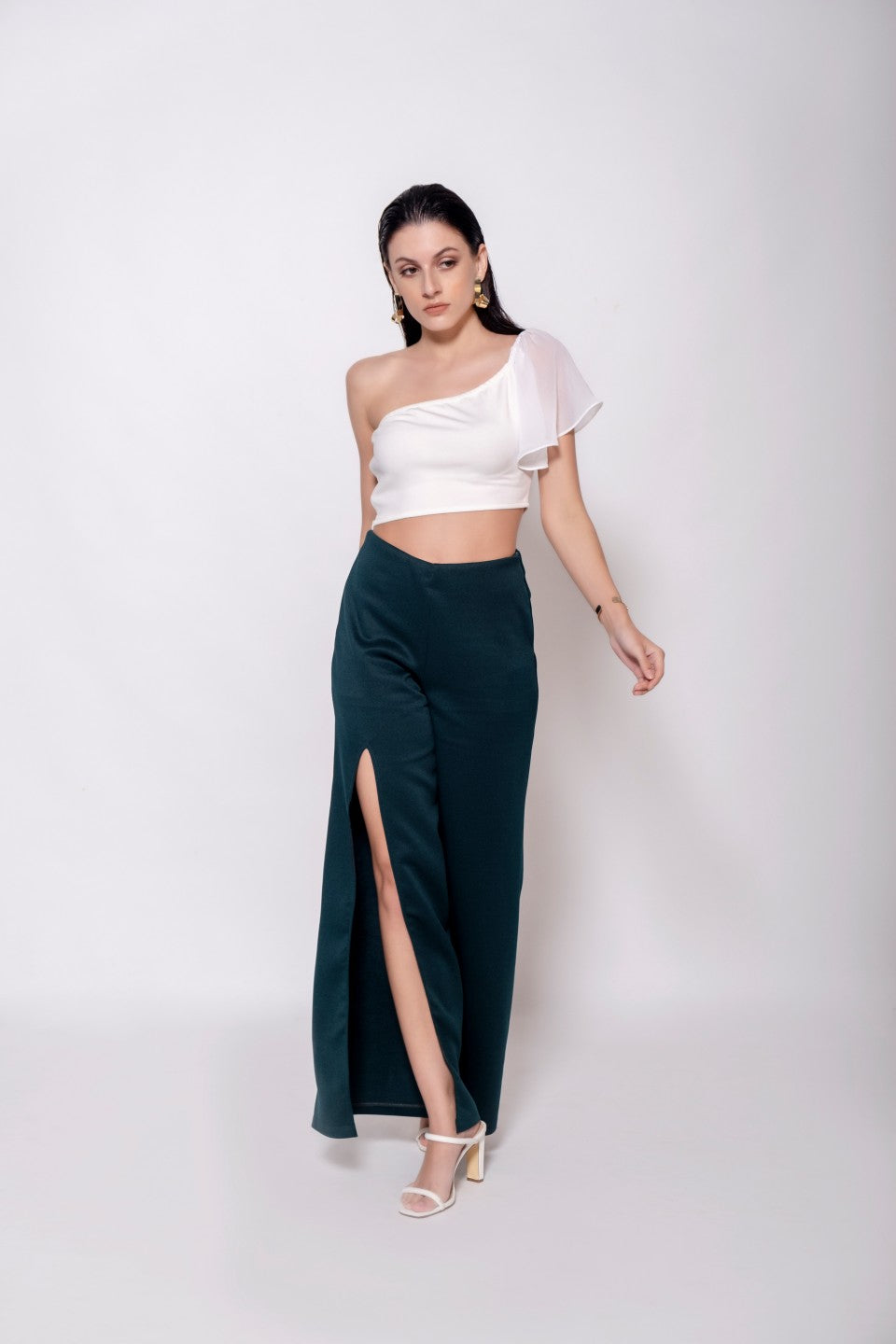 White Bell Sleeve Crop Top