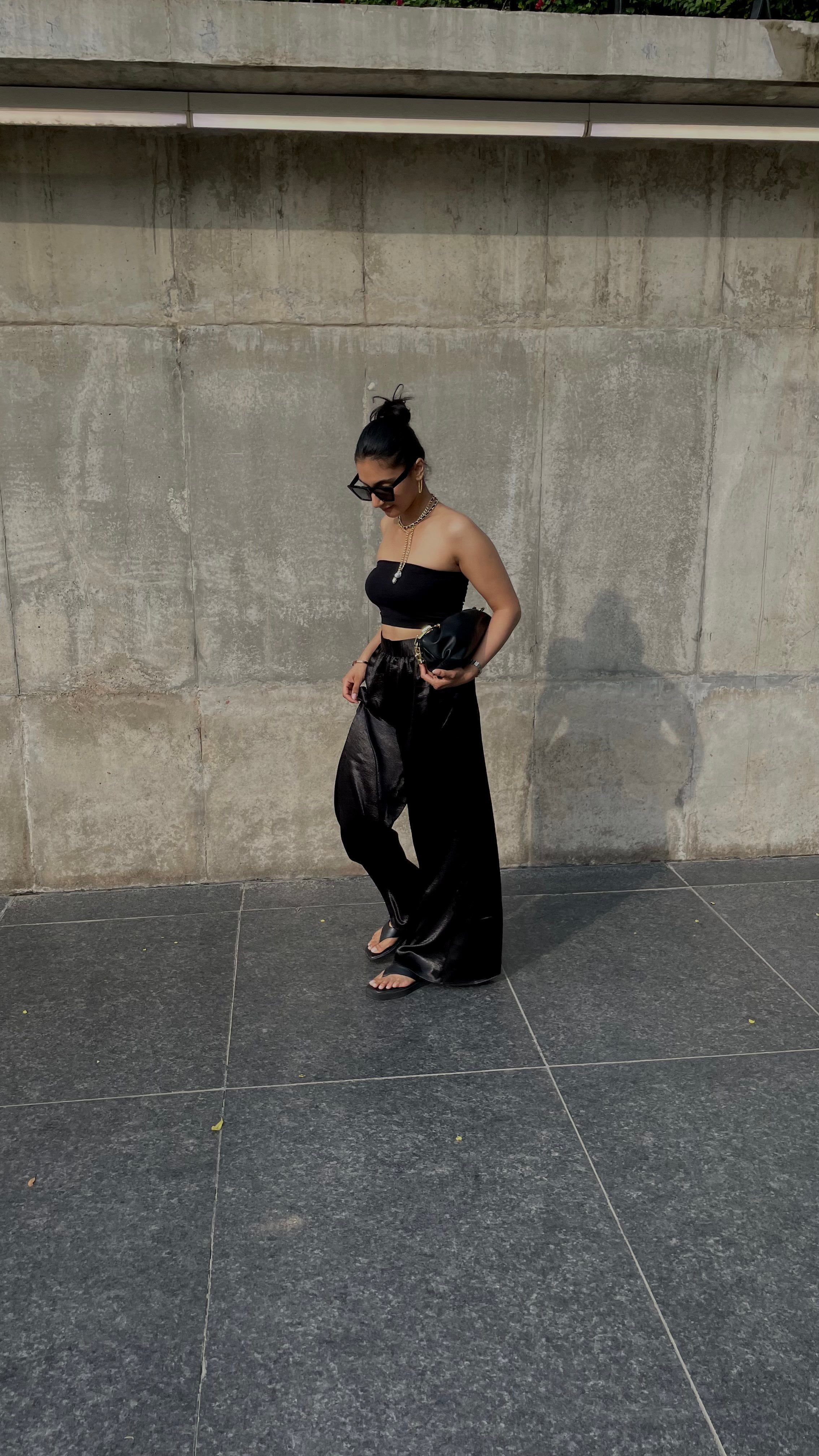 Black Metallic Velvet Pants