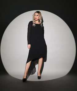 Black Georgette Asymmetrical Dress