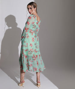 Green Chiffon Floral Dress