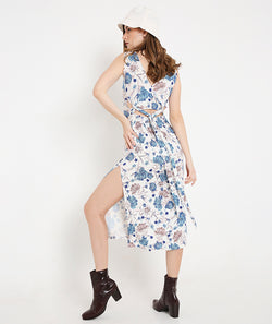 Spring Long Summer Dress with Back Tieup Detail and Side Slits