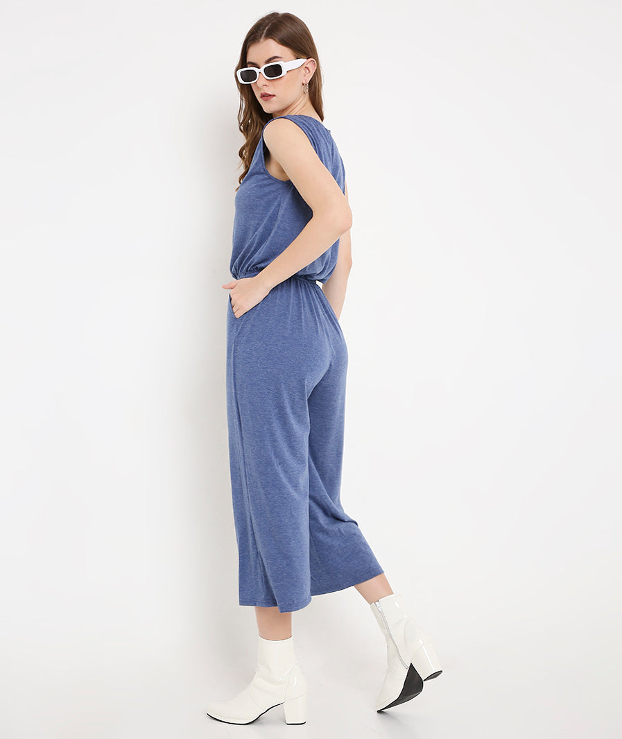 Blue Summer Jumpsuit with  Pockets