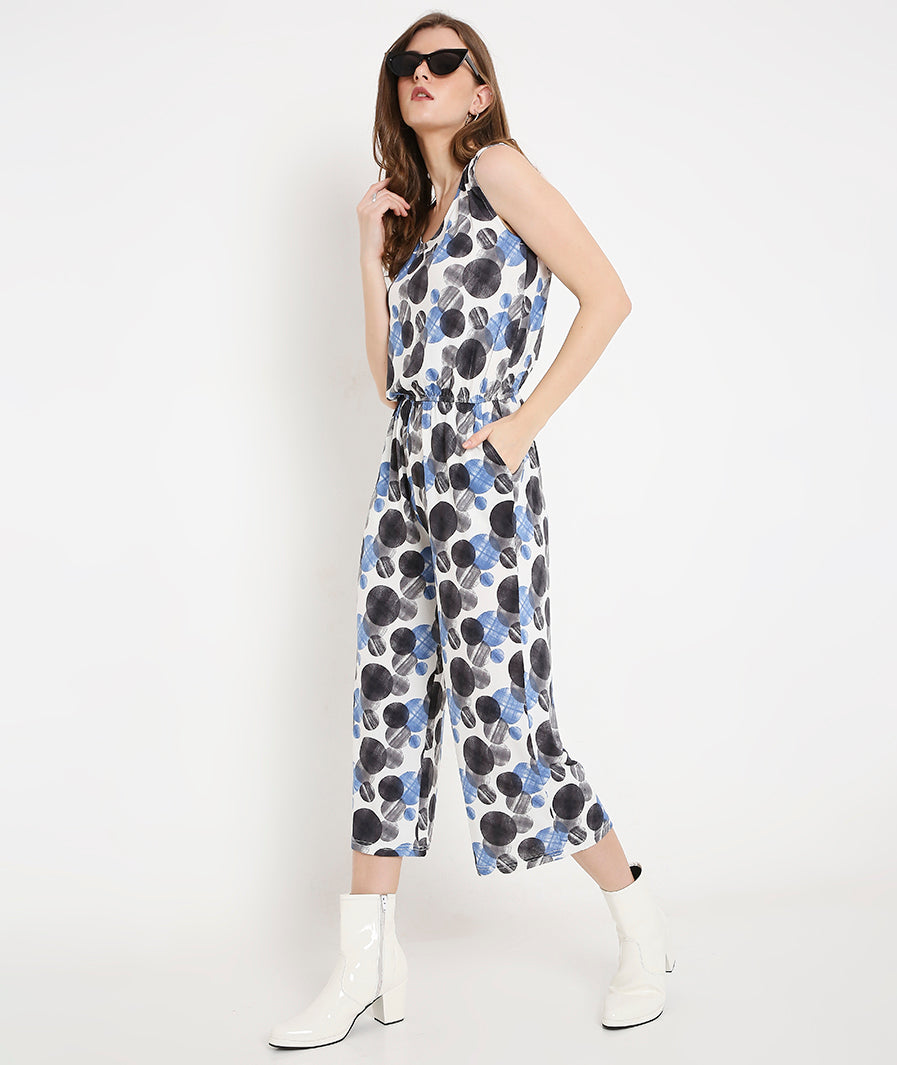 Large Circles Summer Jumpsuit with  Pockets