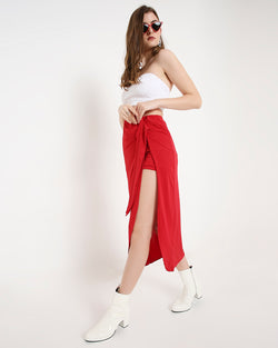 Red Crystal Wraparound Skirt