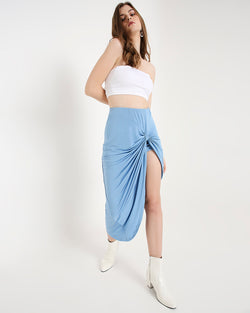 Blue Crystal Front Knot Skirt