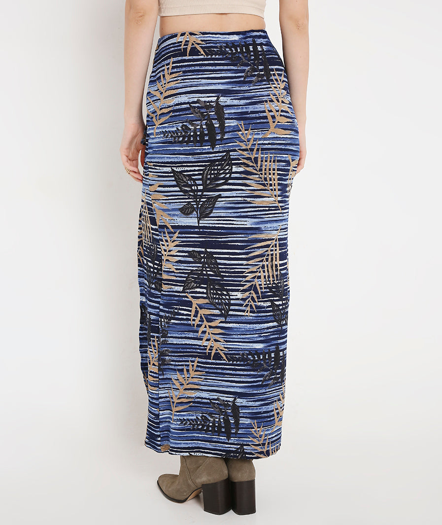 Bamboo Print Front Knot Skirt