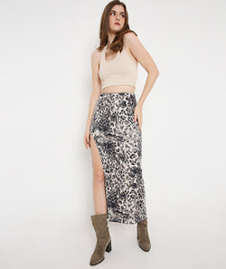 Animal High Slit Skirt