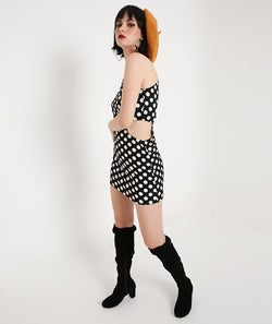 Retro Polka Dress with Side Cut Out