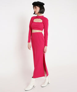 Pink Cocktail Skirt with Slits