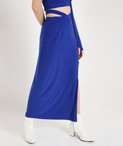 Royal Blue Skirt with Side Cut-Out