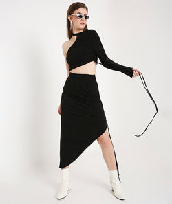 Drawstring Asymmetrical Skirt