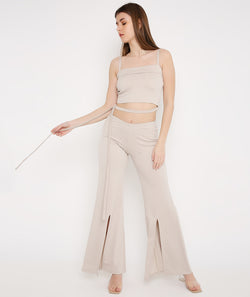 Champagne Pants with Front Vent