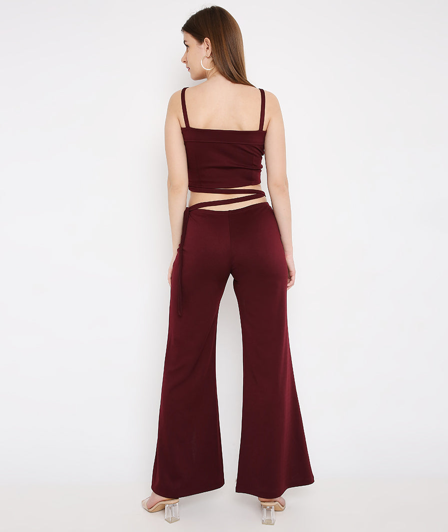 Wine Tie Up  Crop Top