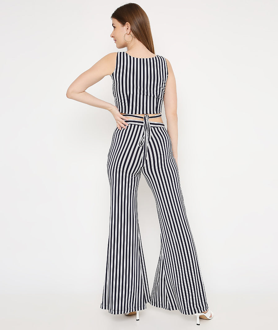 Navy Stripes Tieup Crop Top