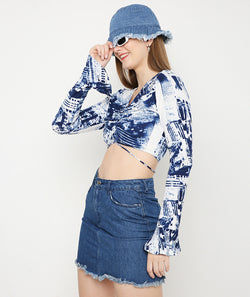 Tie Dye Bell Sleeves Crop Top