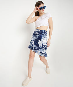 Tie Dye Asymmetrical Mini Frill Skirt