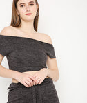 Shimmer Boat Neck Crop Top