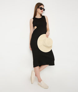 Black Long Dress with Back Cut-Out