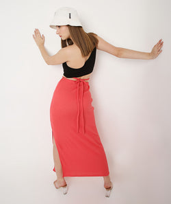 Punch Skirt with a Slit and TieUp String