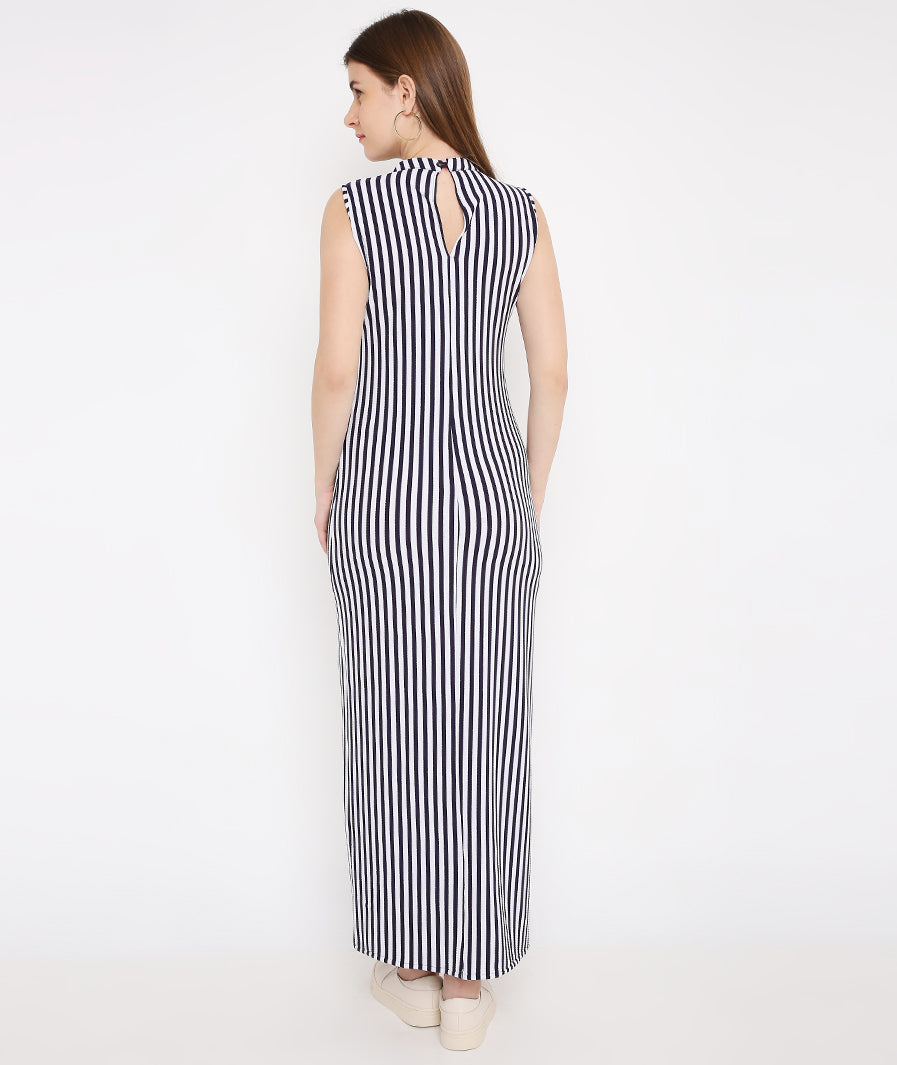 Stripes Long Slit Dress