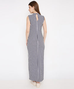 Stripes Long Slit Dress