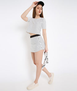 White Striped Mini Skirt