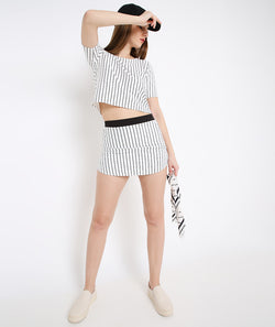 White Striped Crop Top