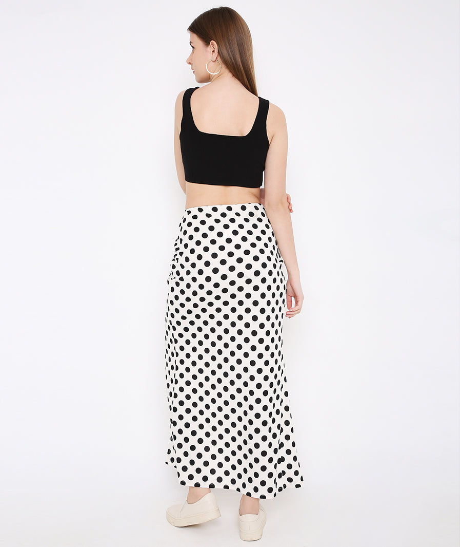 White Polka Wraparound Skirt