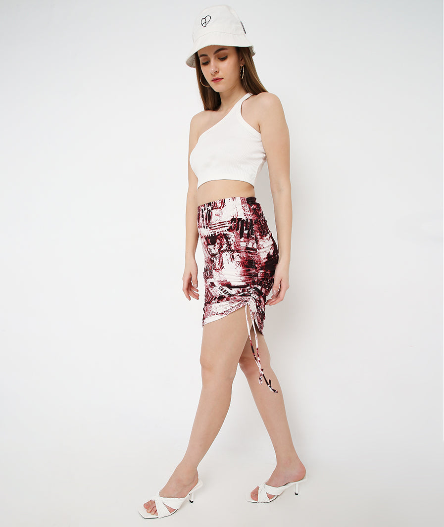 Tie Dye Side Drawstring Skirt