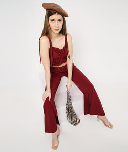 Wine Trousers with Side Vents