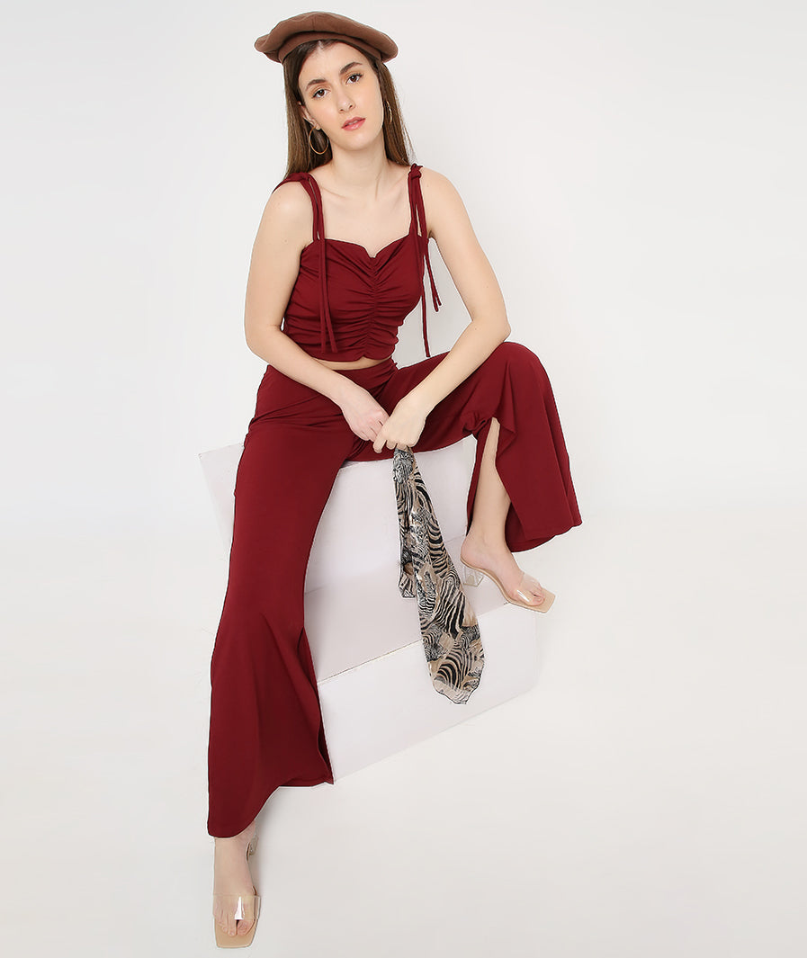 Wine Trousers with Side Vents