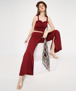 Wine Trousers with Side Vents