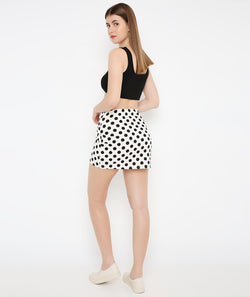 White Polka Dots Sarong Skirt