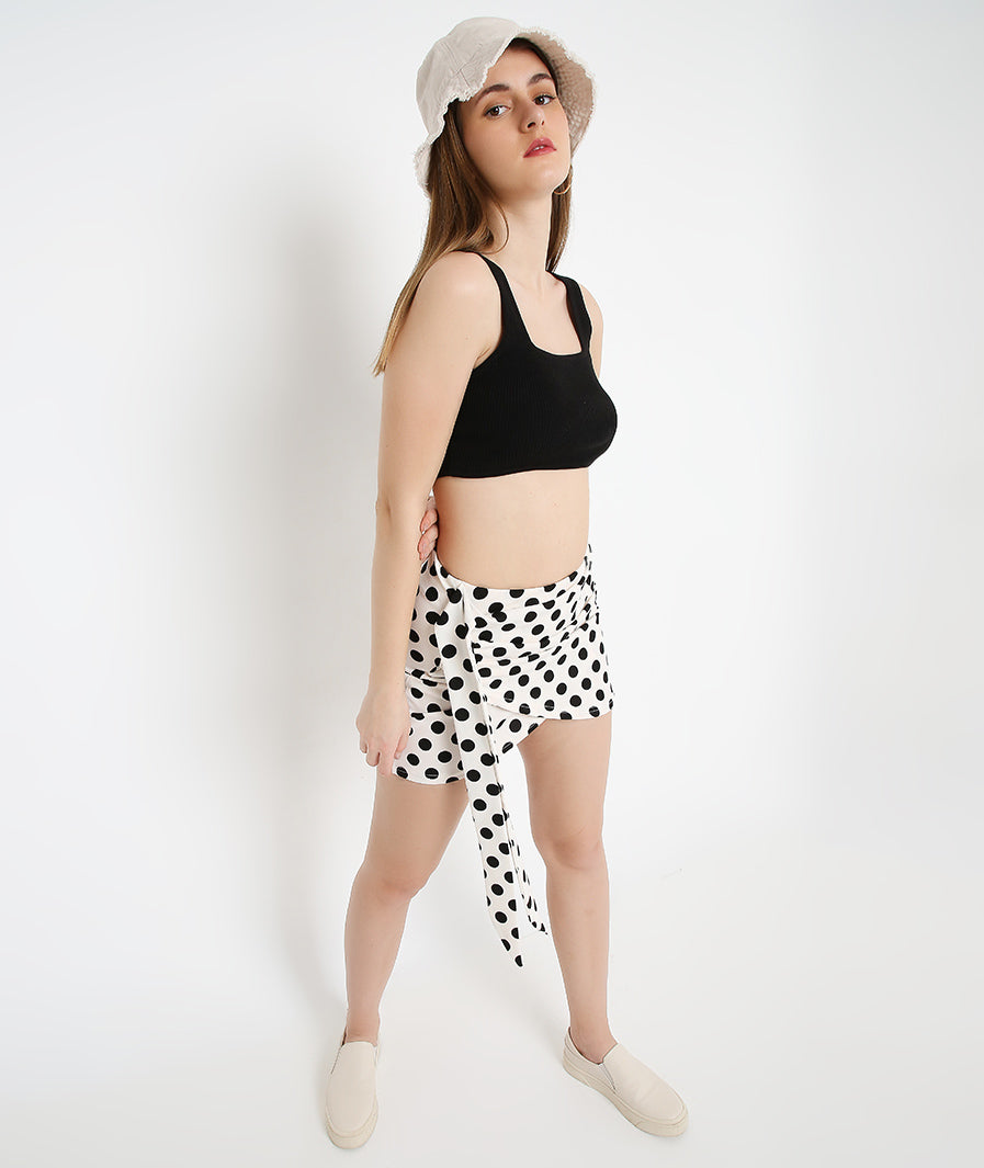 White Polka Dots Sarong Skirt