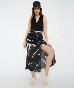 Black Drawstring Long Skirt