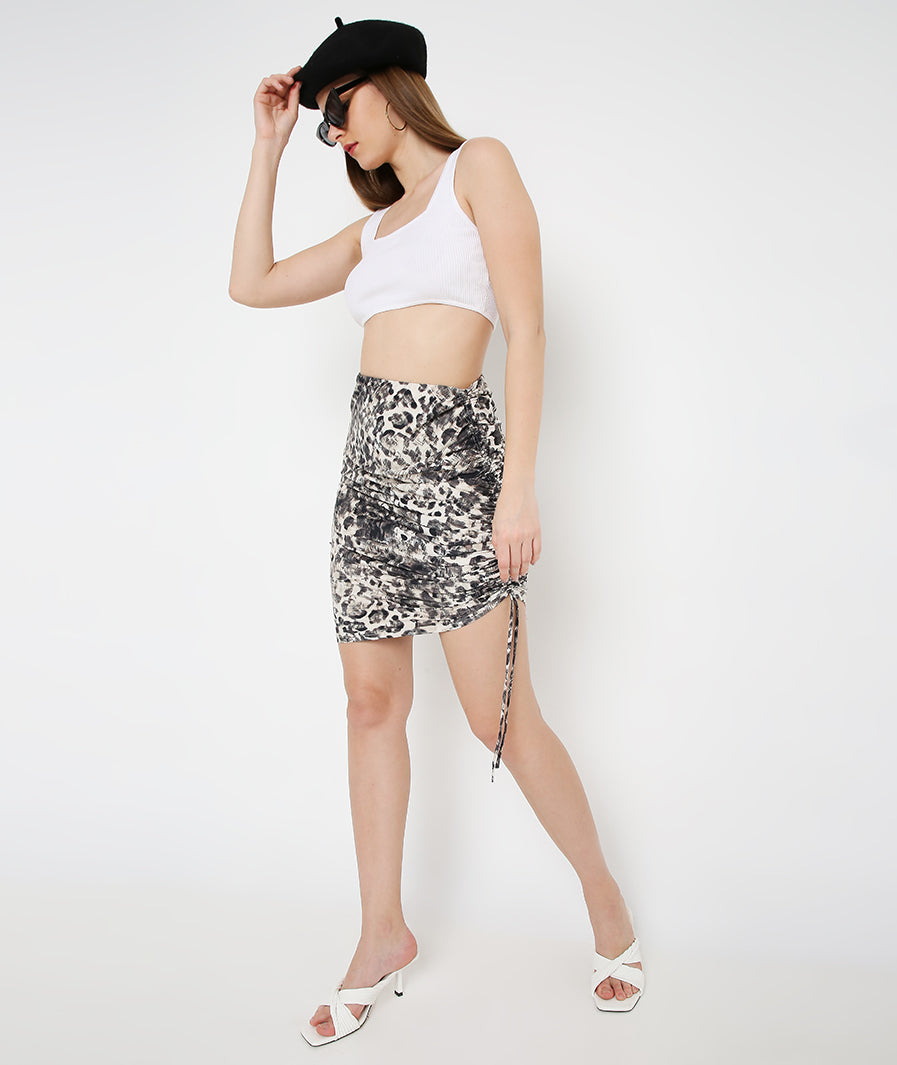 Animal Side Drawstring Skirt