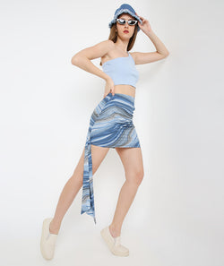 Waves Layered Skirt with Knotted Sash