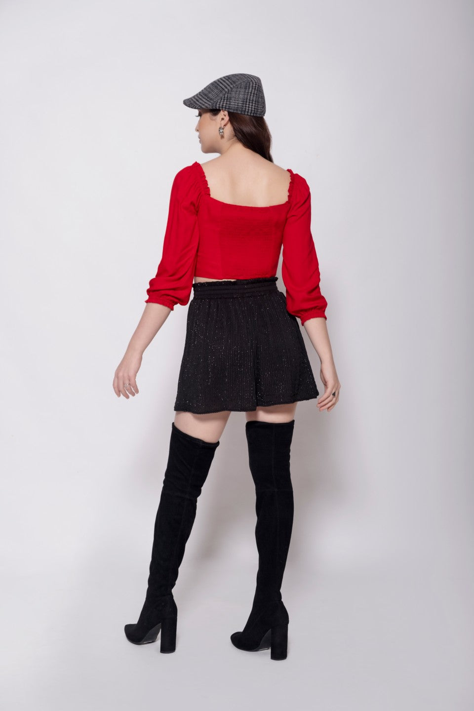 Red Viscose Solid Crop Top