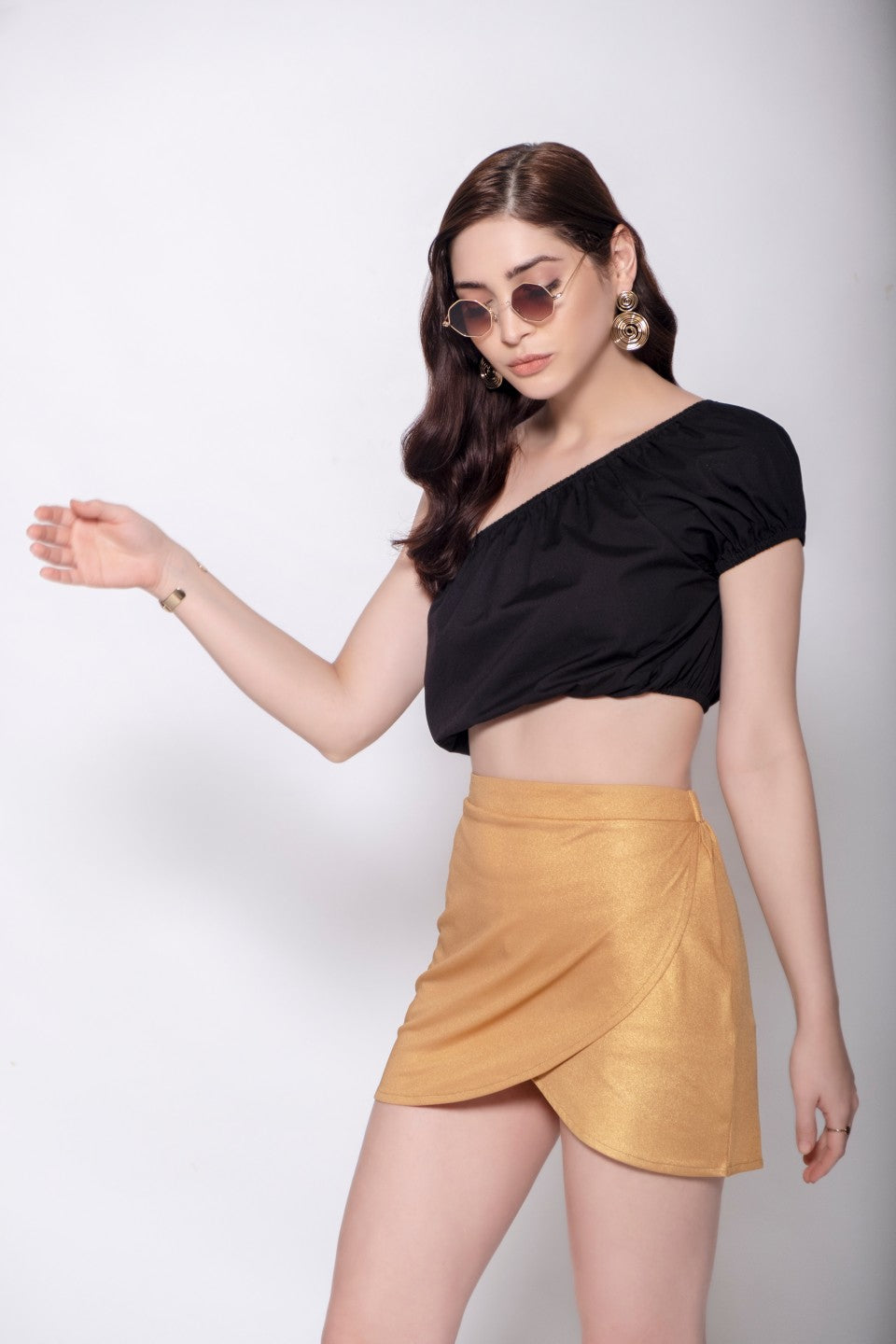 Gold Shimmer Tulip Mini Skirt